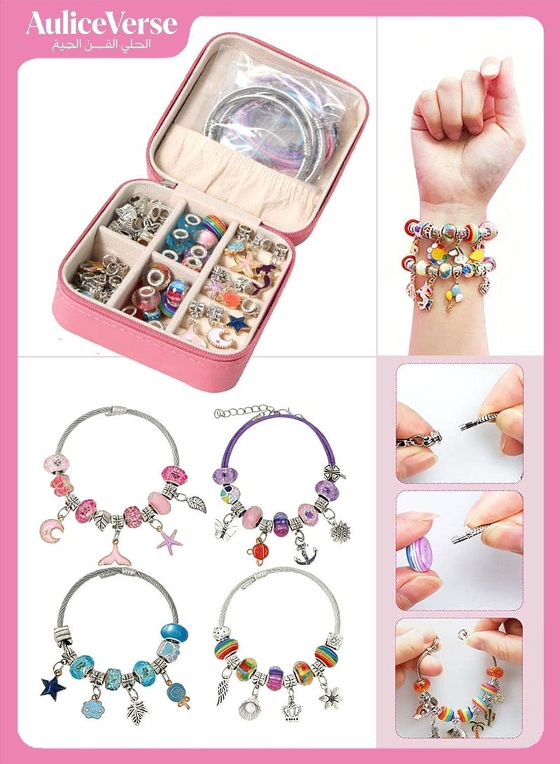 AuliceVerse Ramadan’s Creative  Gift for Girls – Princess Designer DIY Bracelet Kit with 22 Beads & 20 Charms | Safe Jewelry Making from Zinc Alloy & Copper - Image 1